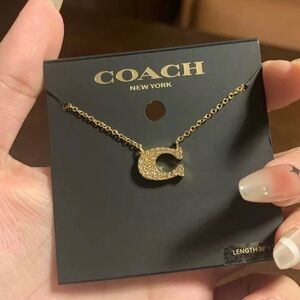Coach Gold Signature crystal pave Pendant Necklace